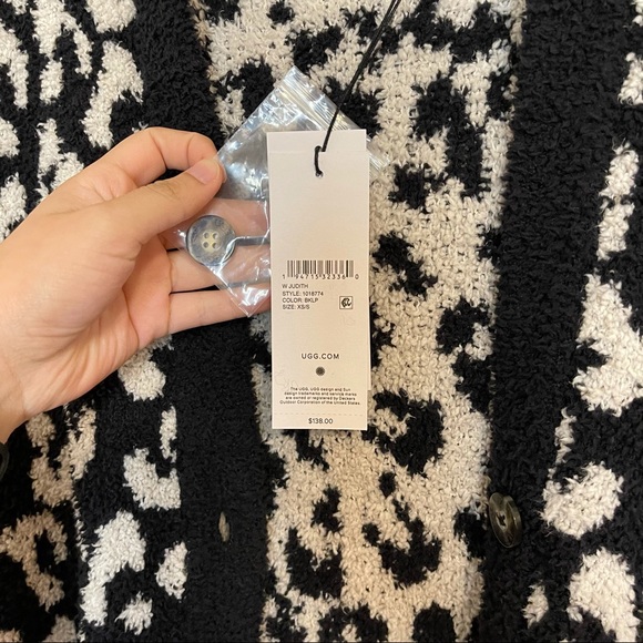 Ugg Judith Sweater Knit Leopard Hooded Cardigan - Picture 6 of 7
